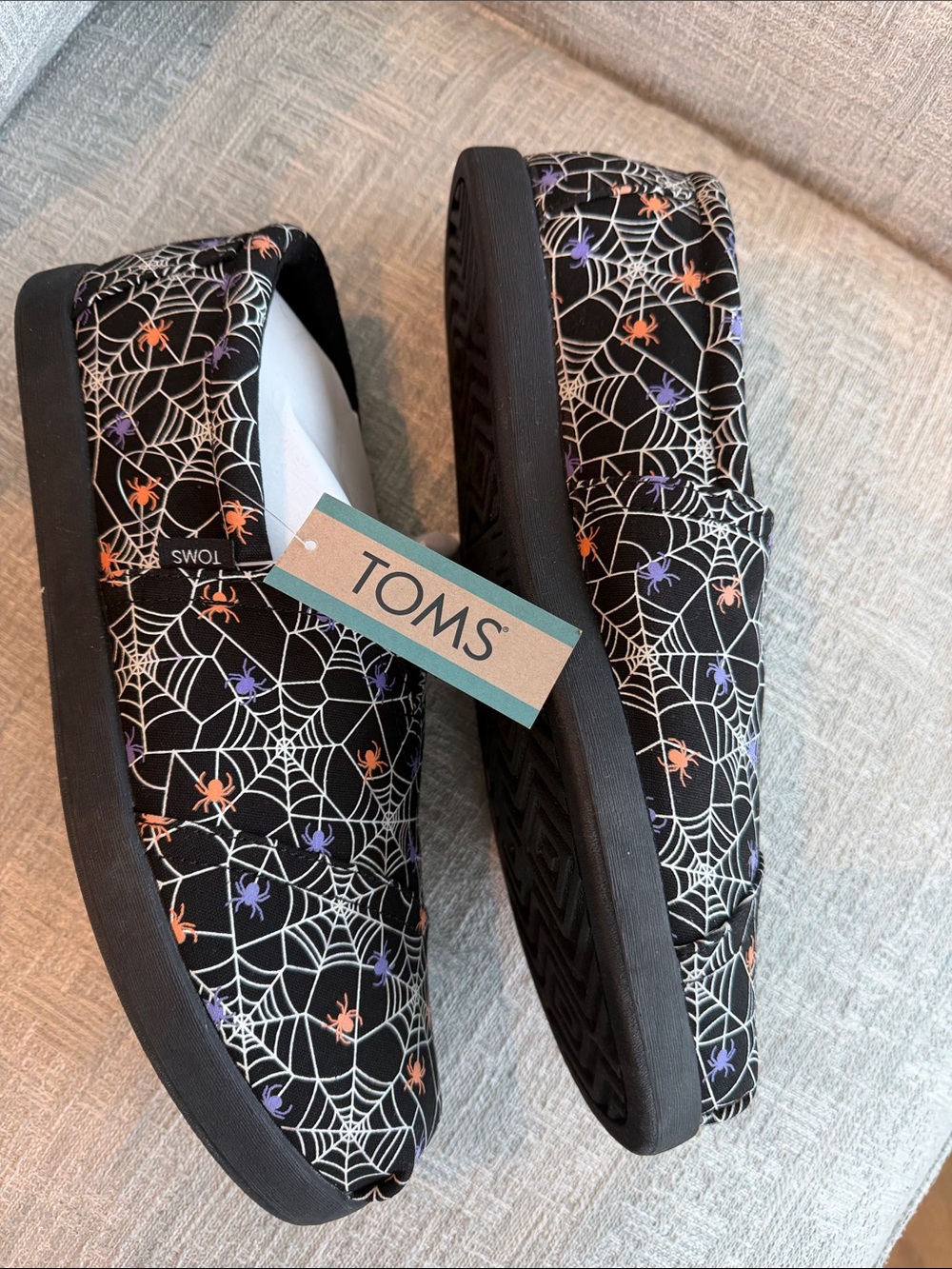 Tom’s Spider Web Shoes Slip On Flats Halloween Glow In The Dark Women's Size 11 - Picture 5 of 10